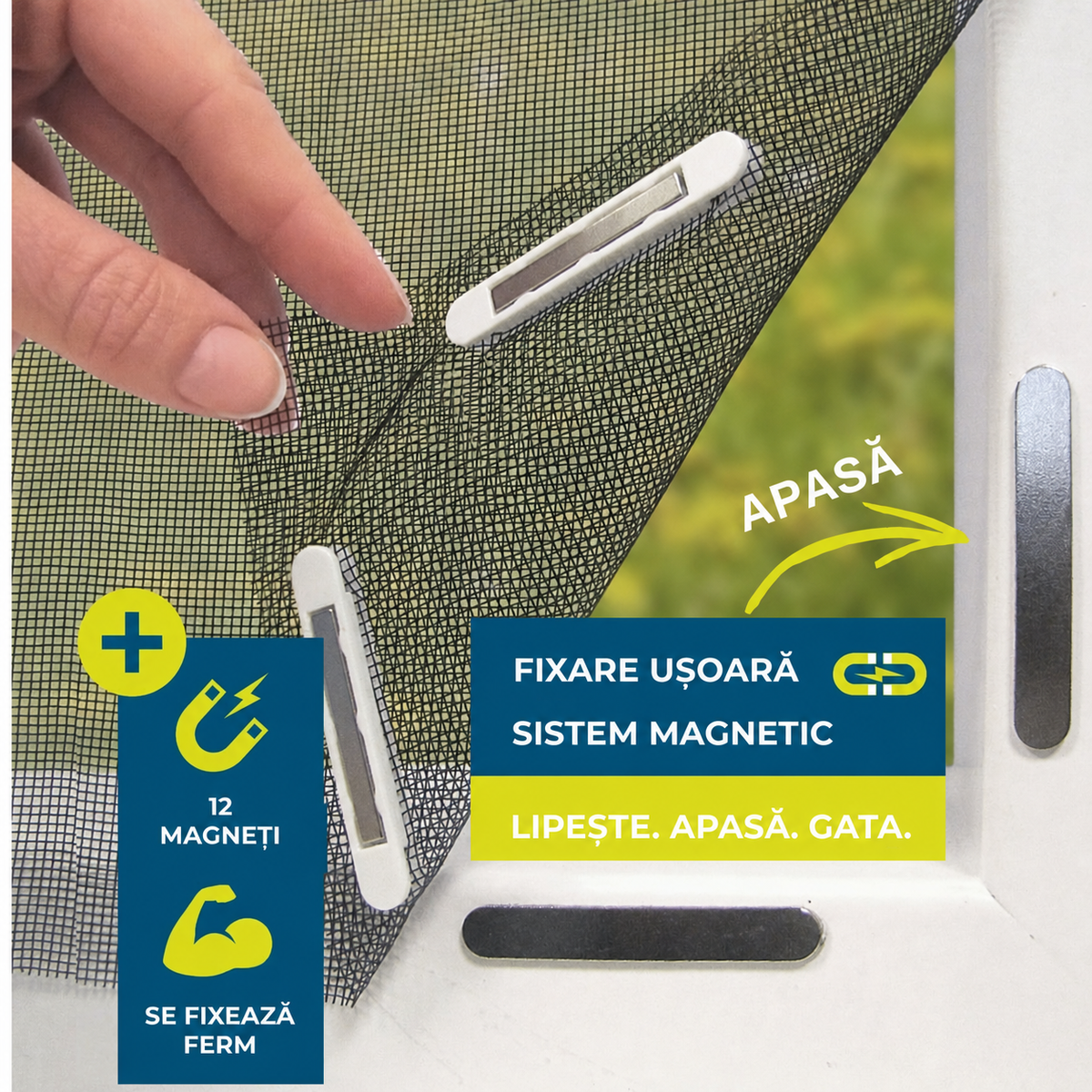 Plasă de țânțari cu fixare magnetică 130x150 cm (92590001)