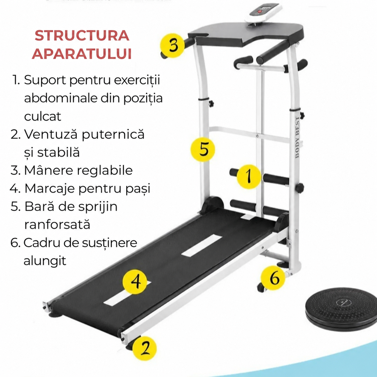 Bandă de alergat mecanică multifuncțională pentru acasă (92600001)
