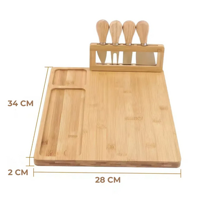 Placă de bambus pentru servirea brânzeturilor și a mezelurilor cu cuțite - set elegant (91720001)