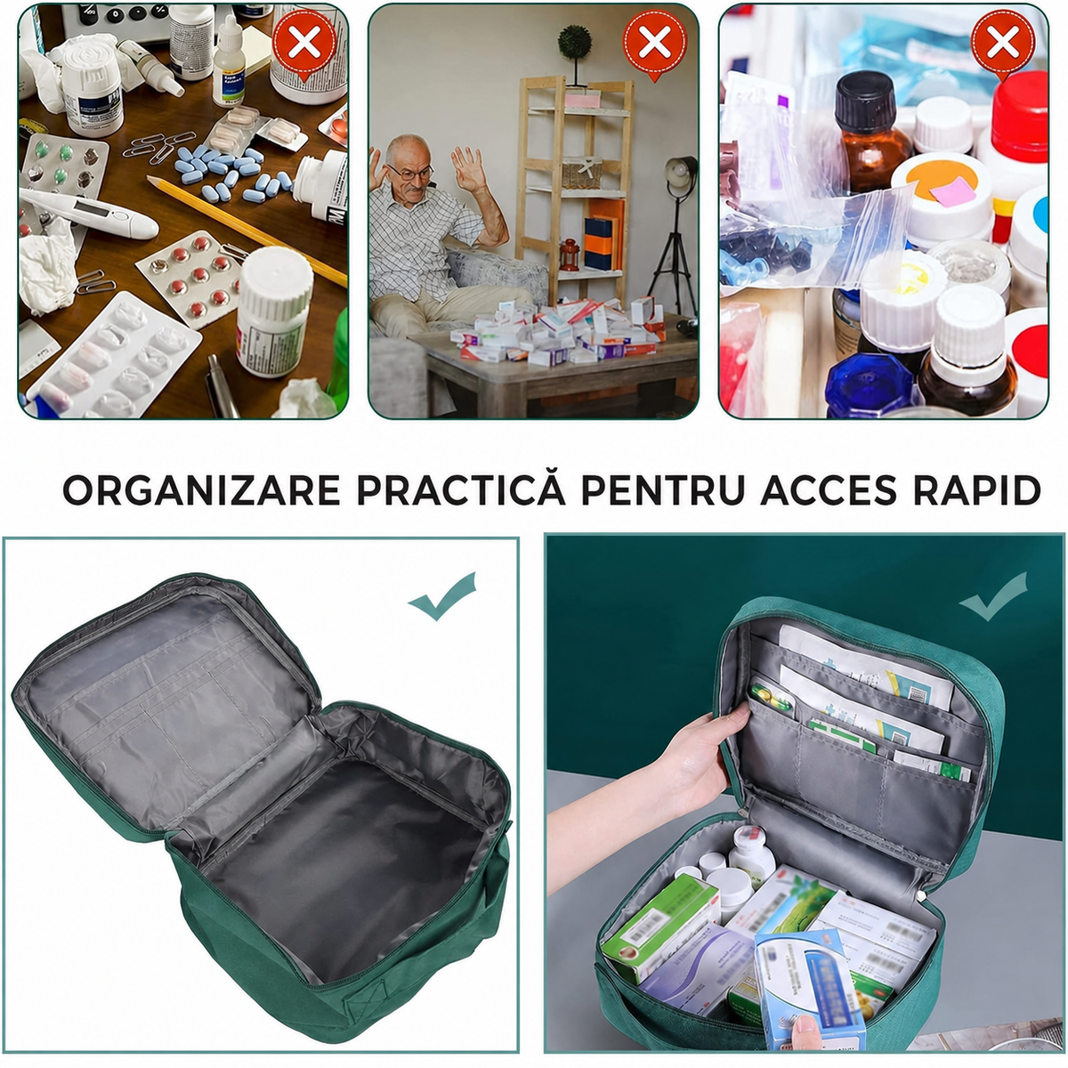 Trusă portabilă organizatoare pentru medicamente și prim ajutor (94390003)