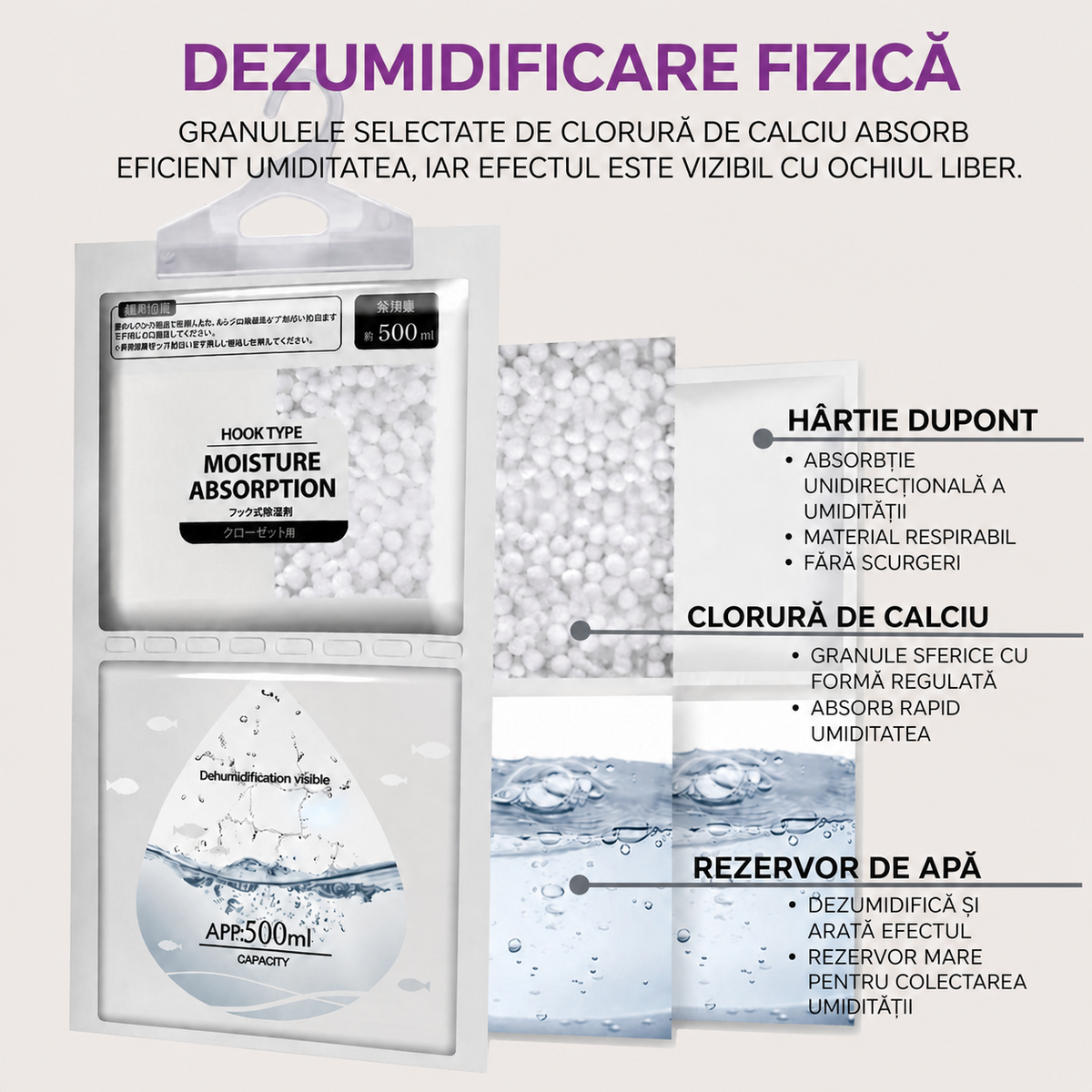 Dezumidificator suspendat pentru dulap și casă, set 10 buc. (94440001)