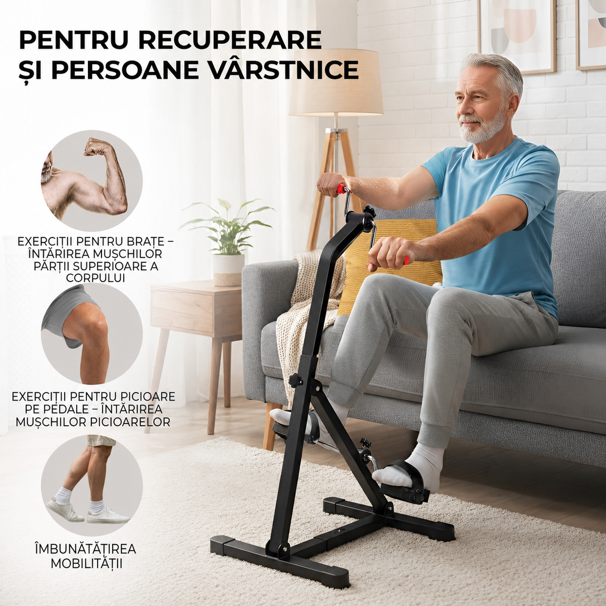Bicicletă de reabilitare pentru exerciții ale mâinilor și picioarelor Dual Bike (94670001)