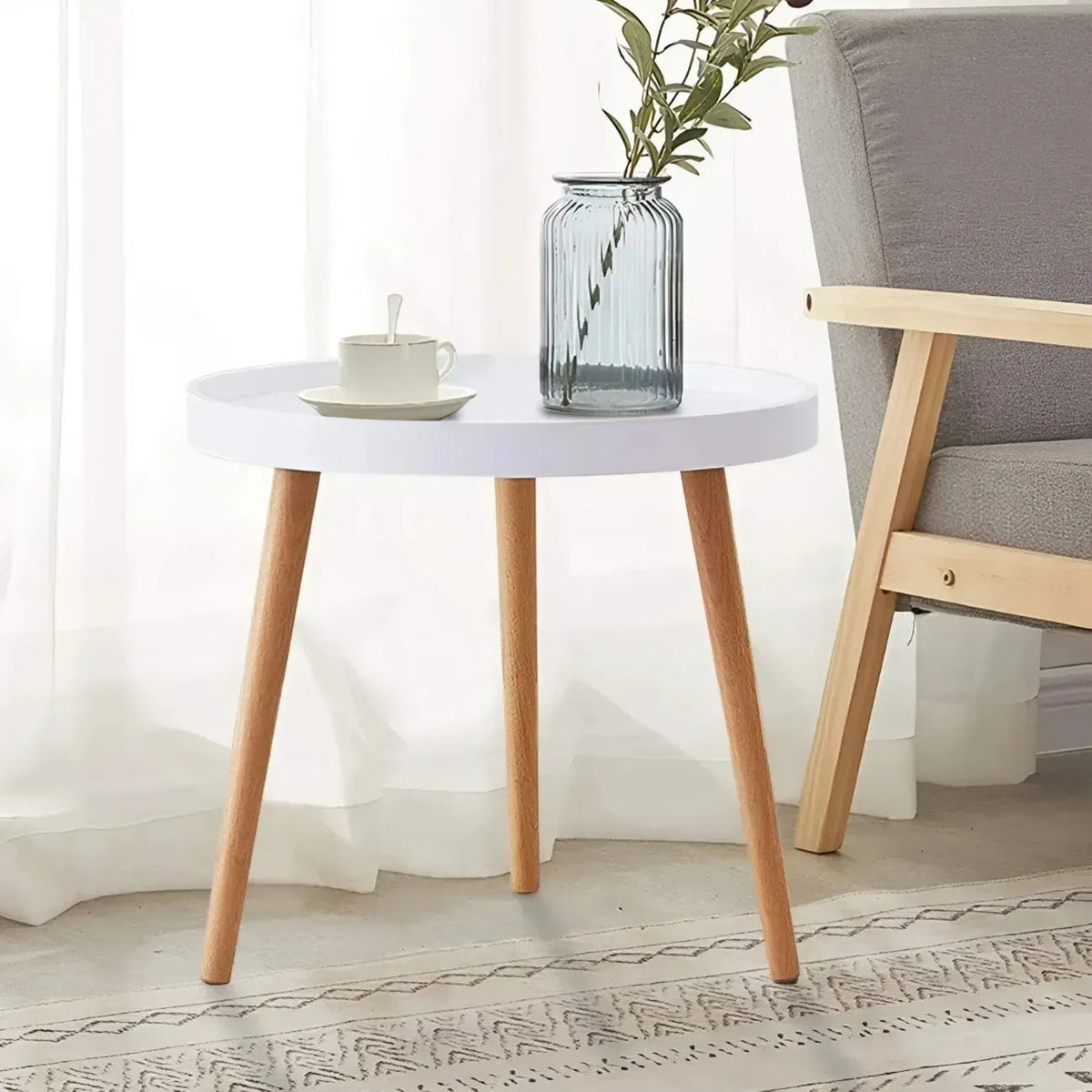 Masă rotundă de cafea din MDF, modernă și elegantă (91860001)