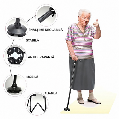 Baston Telescopic Pliabil cu Lanternă Reglabilă (C056)