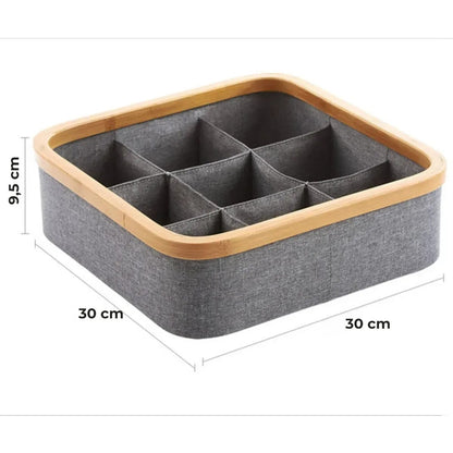 Organizator din bambus pentru lenjerie cu 9 compartimente, gri (91650001)