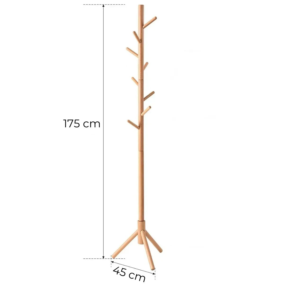 Cuier de podea din bambus cu 8 cârlige, design natural, montaj ușor (91810001)