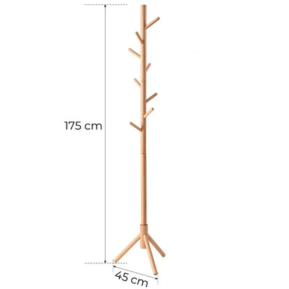 Cuier de podea din bambus cu 8 cârlige, design natural, montaj ușor (91810001)
