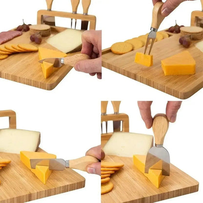 Placă de bambus pentru servirea brânzeturilor și a mezelurilor cu cuțite - set elegant (91720001)