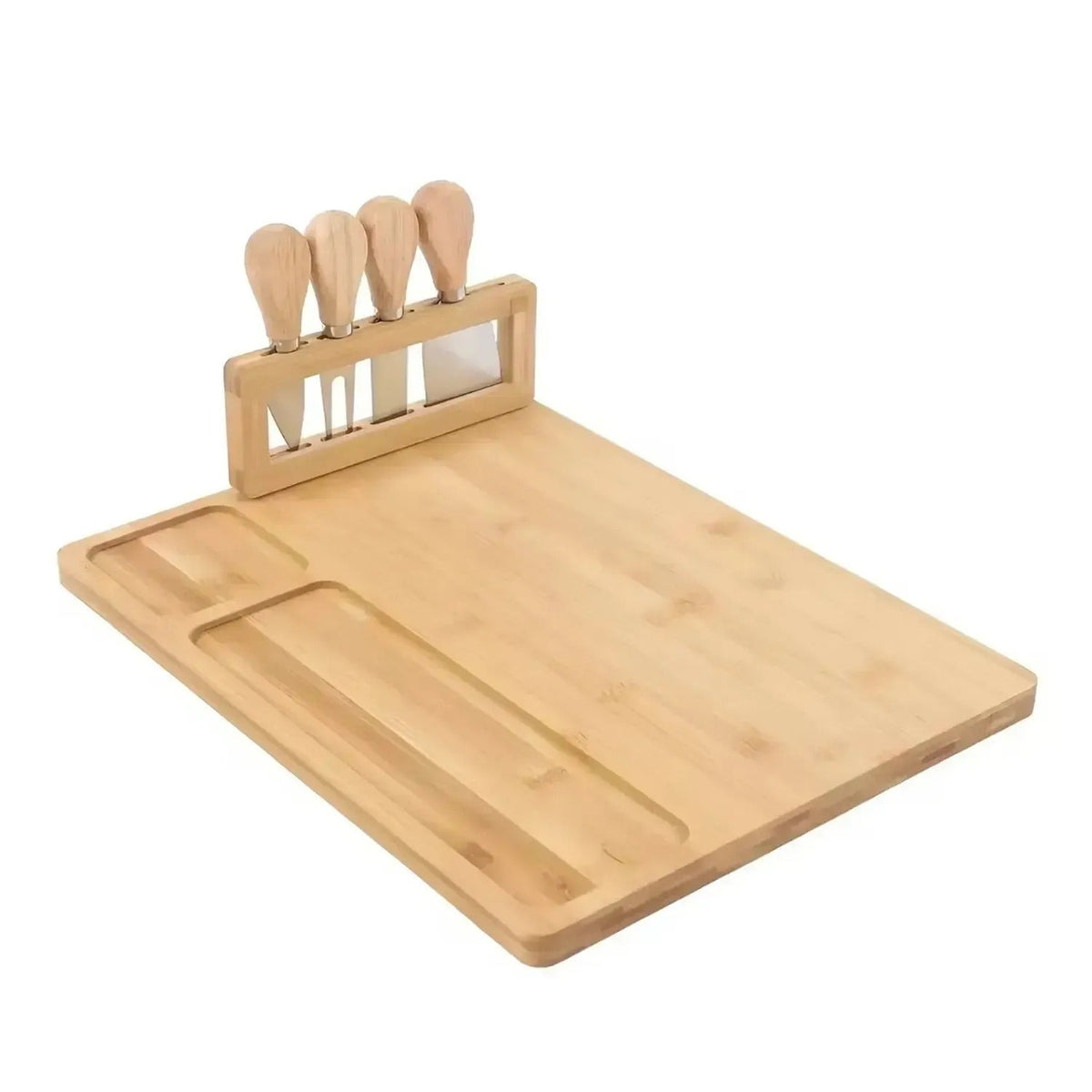Placă de bambus pentru servirea brânzeturilor și a mezelurilor cu cuțite - set elegant (91720001)