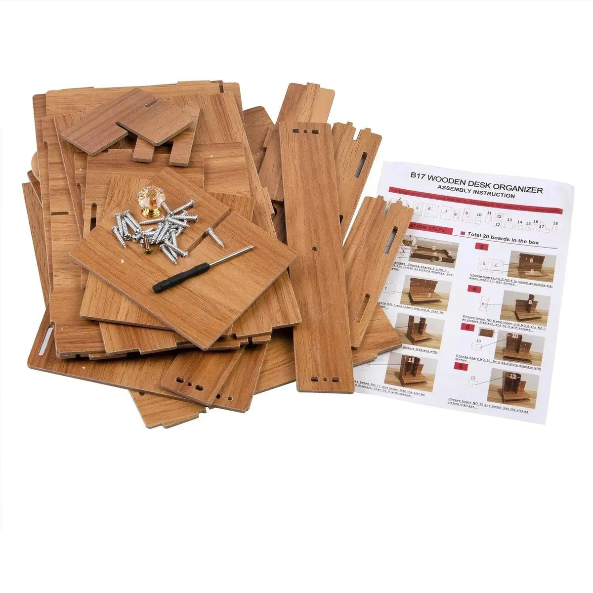 Organizator de birou mare din lemn pentru cărți (87550001)