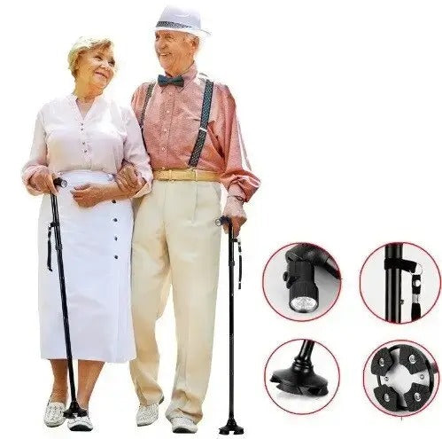Baston Telescopic Pliabil cu Lanternă Reglabilă (C056)