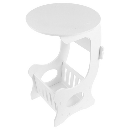 Măsuță de cafea rotundă ALBĂ pentru living/dormitor (5895)