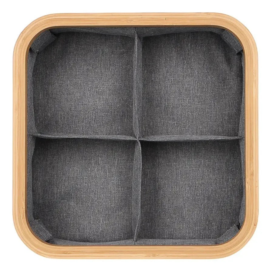 Organizator de bambus cu 4 compartimente și capac (91850001)
