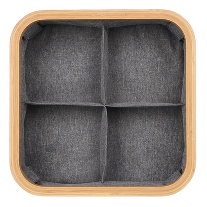 Organizator de bambus cu 4 compartimente și capac (91850001)