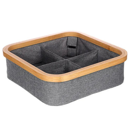 Organizator de bambus cu 4 compartimente și capac (91850001)