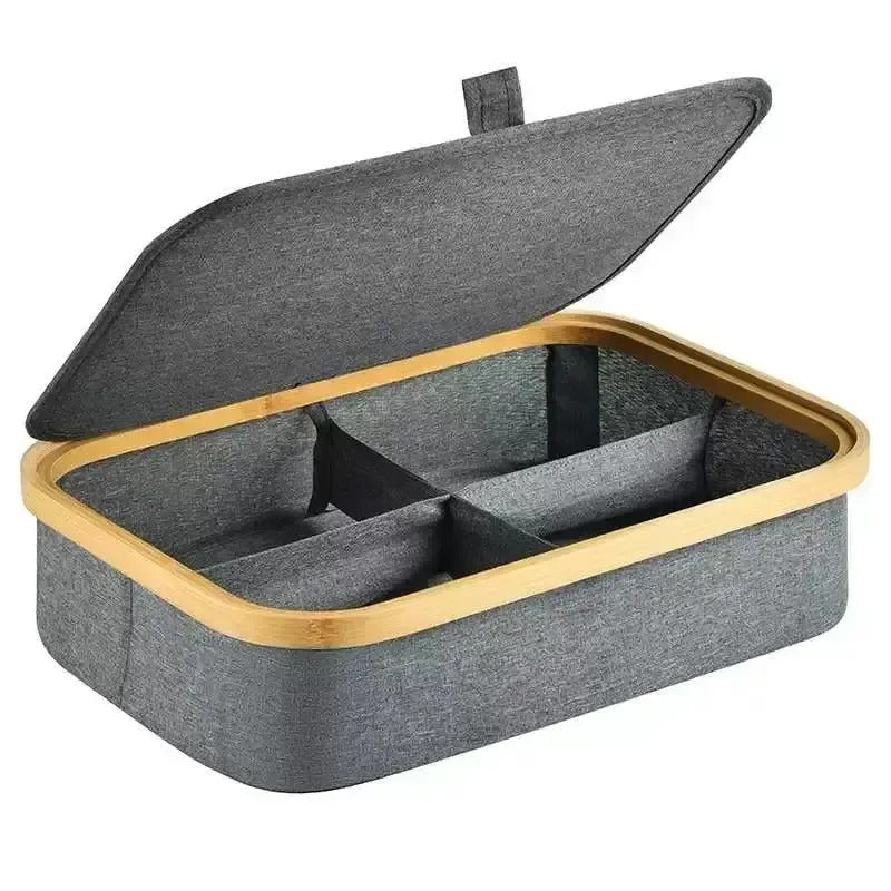Organizator de bambus cu 4 compartimente și capac (91850001)