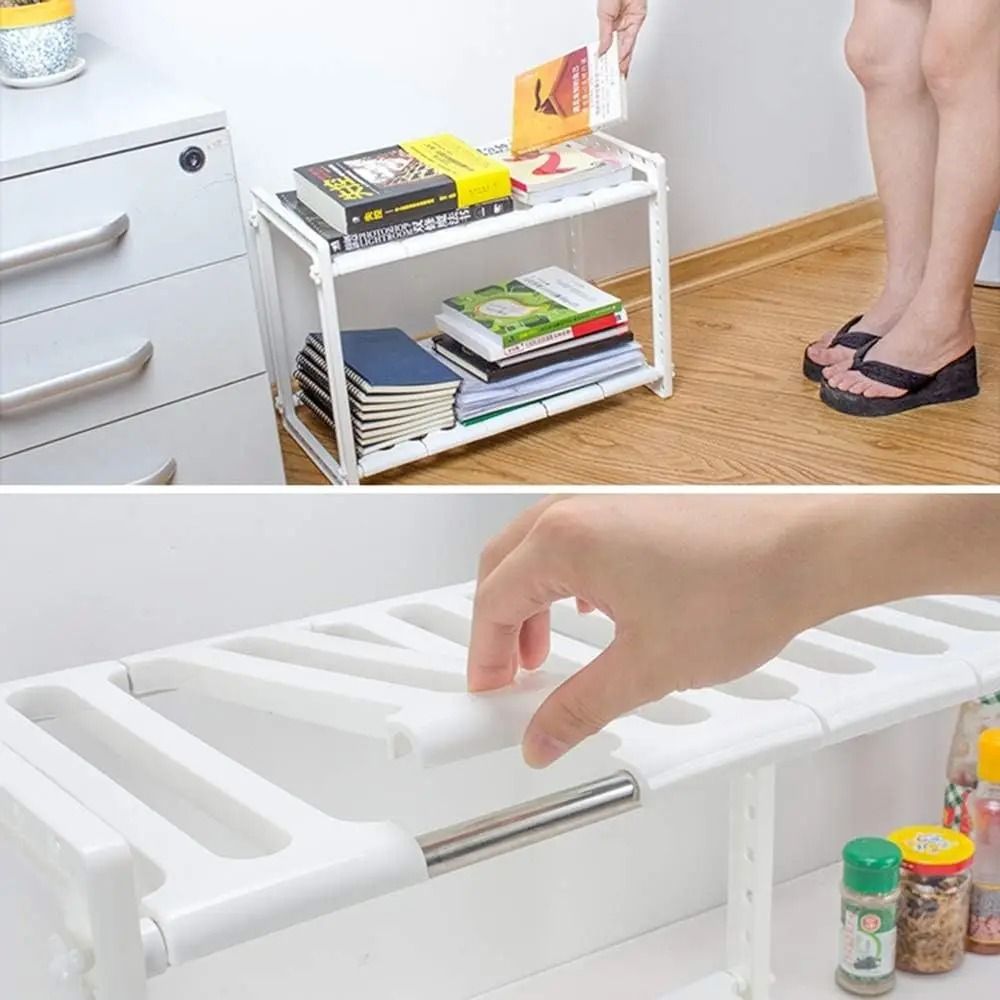 Suport extensibil organizator cu 2 niveluri Alb (8218)