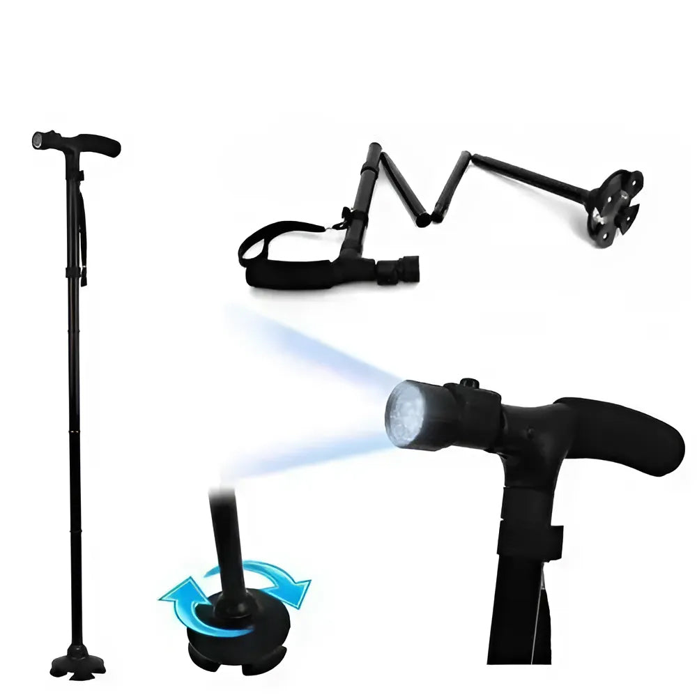 Baston Telescopic Pliabil cu Lanternă Reglabilă (C056)