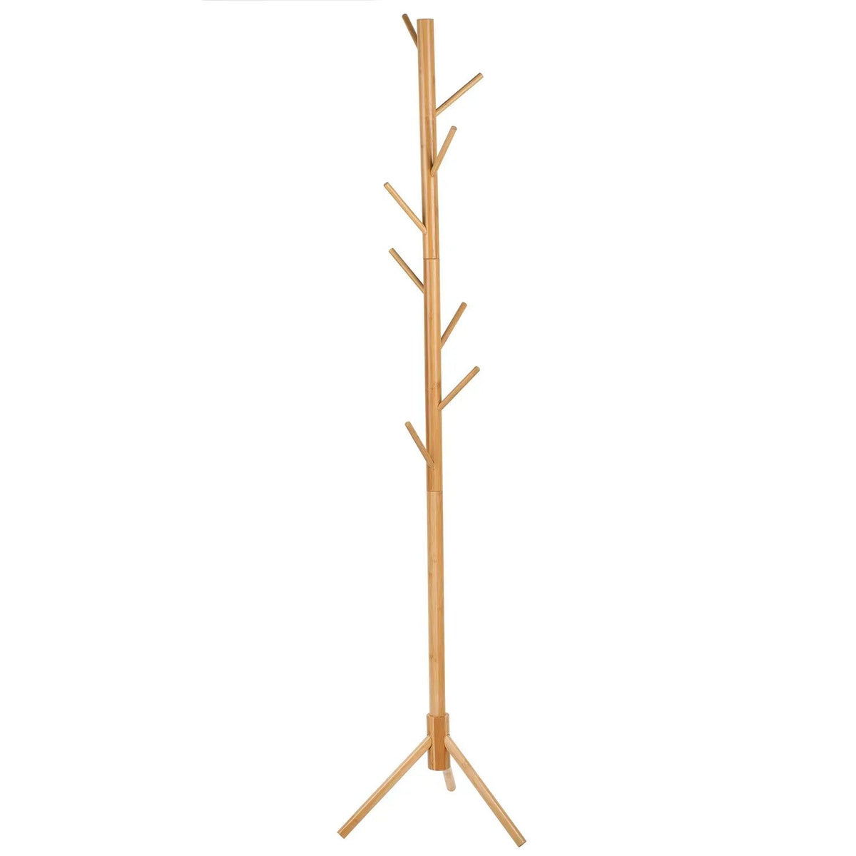 Cuier de podea din bambus cu 8 cârlige, design natural, montaj ușor (91810001)