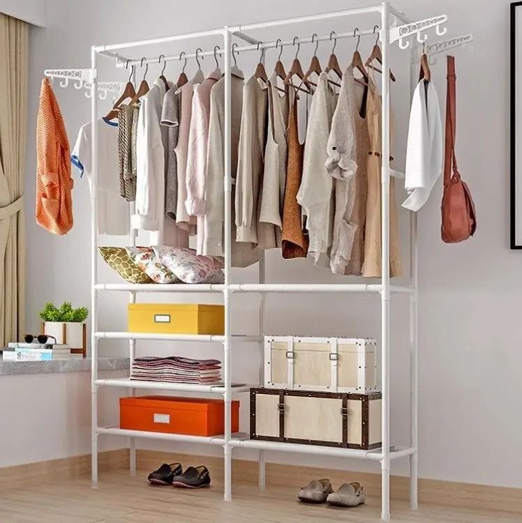 Cuier de haine cu 6 rafturi, alb, compact (5738)